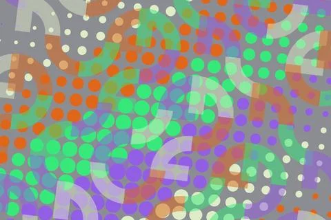 Colorful abstract pattern with dots and swirls on purple Stock Illustration