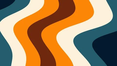 Colorful abstract pattern featuring broad wavy stripes in cream, orange, brow Stock Illustration