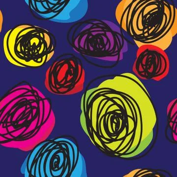 Colorful abstract pattern with flowers style Stock Illustration