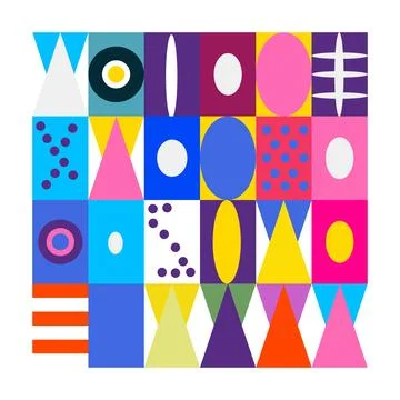 Colorful Abstract Pattern with Geometric Shapes and Bright Colors Perfect f.. Stock Illustration