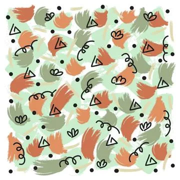 Colorful abstract pattern with hand-drawn shapes and dots Stock Illustration