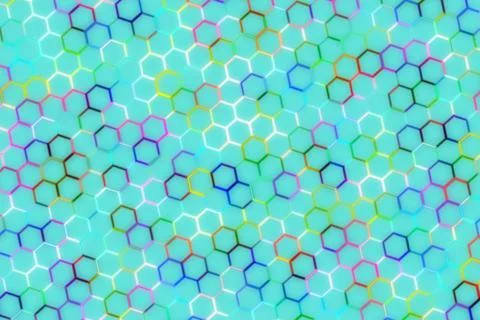 Colorful abstract pattern with hexagons on blue background 스톡 일러스트