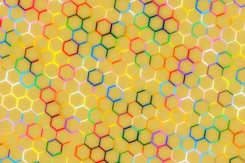 Colorful abstract pattern of hexagons on yellow background イラスト素材