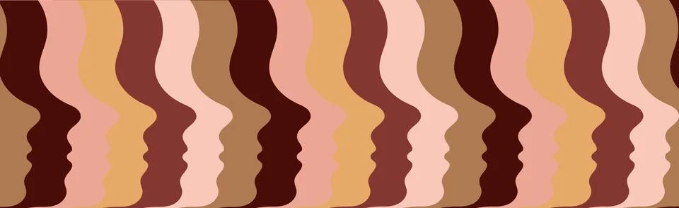 Colorful Abstract Pattern of Human Faces Silhouettes in Profile. Concept of Stock Illustration