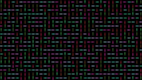 Colorful abstract pattern with lines and shapes on dark Stock Footage 338181018