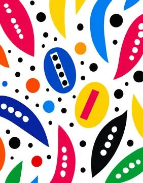 Colorful Abstract Pattern with Organic Geometric Shapes on White Background イラスト素材