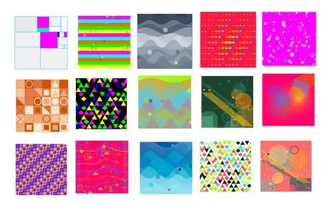 Colorful Abstract Pattern Pack Vibrant Geometric Textures Background Set Stock-Illustration