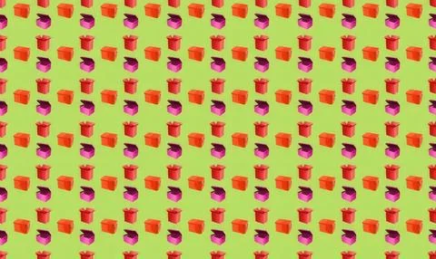 Colorful abstract pattern with pink purple orange squares on green background Stock Illustration