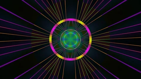Colorful abstract pattern with radial lines and circles in Stock Footage 340273838