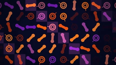 Colorful abstract pattern with shapes and circles on dark Stock Footage 340272275