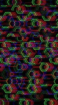 Colorful abstract pattern with shapes on a black background Illustrazione stock