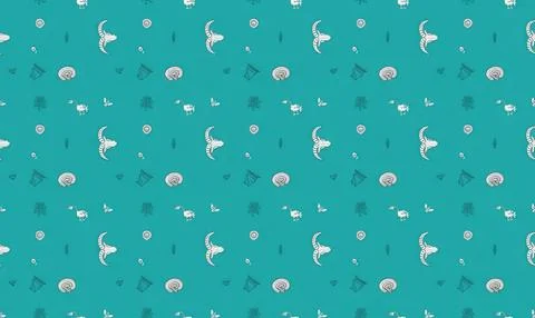 Colorful abstract pattern with small shapes on teal background Stock Illustration