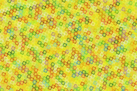 Colorful abstract pattern with small square shapes on yellow background Stock Photos