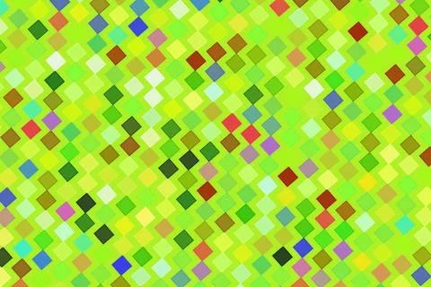 Colorful abstract pattern of small squares on green background Illustrazione stock