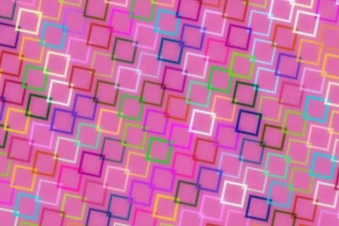 Colorful abstract pattern with squares and pink background Stock Illustration