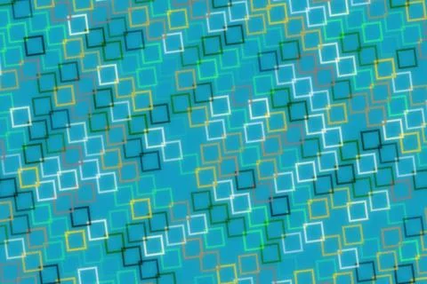 Colorful abstract pattern of squares on blue background Stock Illustration