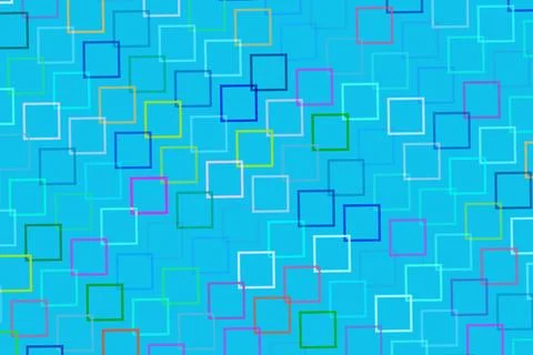Colorful abstract pattern of squares on a blue background Stock Illustration
