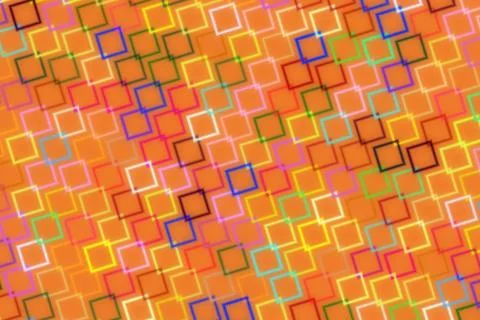 Colorful abstract pattern with squares on orange background Stock Illustration