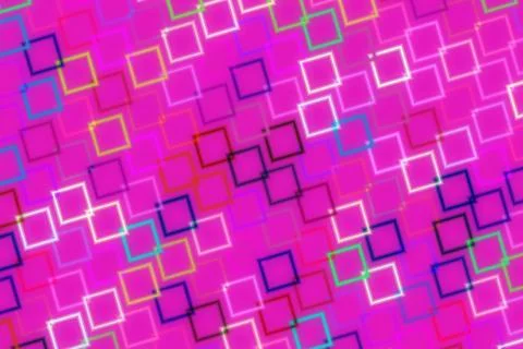 Colorful abstract pattern of squares on pink background Stock Illustration