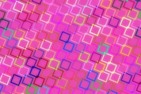 Colorful abstract pattern of squares on pink background Stock Illustration