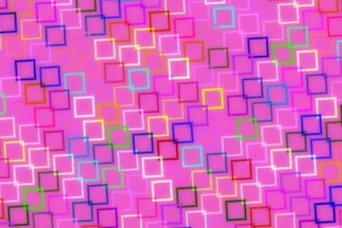 Colorful abstract pattern with squares on pink background Stock Illustration