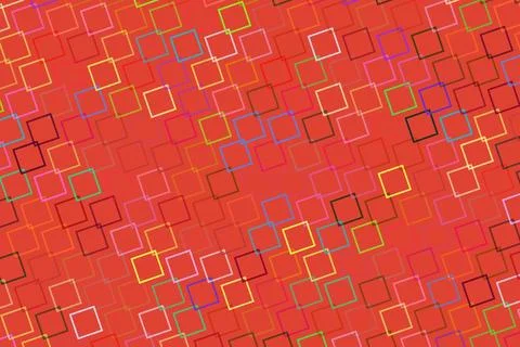 Colorful abstract pattern of squares on red background 스톡 일러스트