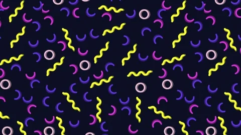 Colorful Abstract Pattern with Wavy Lines and Circles on Dark Background Stock Footage 341926098