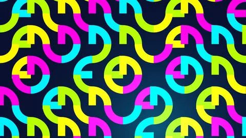 Colorful abstract pattern with wavy lines on black background Stock Illustration