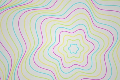 Colorful abstract pattern with wavy lines and stars Stock Illustration