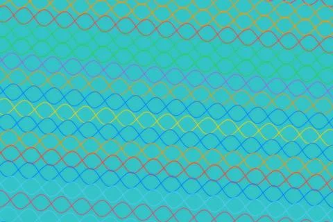 Colorful abstract pattern with wavy lines in blue and green 库存照片