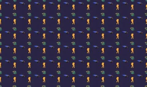 Colorful abstract pattern with yellow figures and green shapes Stock Illustration