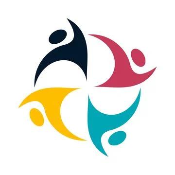 Colorful Abstract People Figures in Dynamic Poses for Community Representatio Stock Illustration