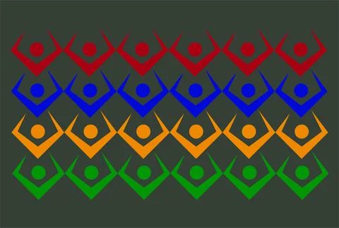 Colorful Abstract People Pattern Representing Community, Teamwork, Unity an.. Stock Illustration