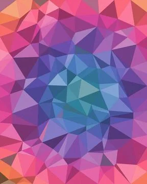 Colorful abstract polygon art forms a dynamic geometric pattern in pink, pu.. Stock Illustration