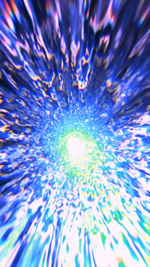 A colorful, abstract, psychedelic vortex moves toward a bright central light Video stock 319540649
