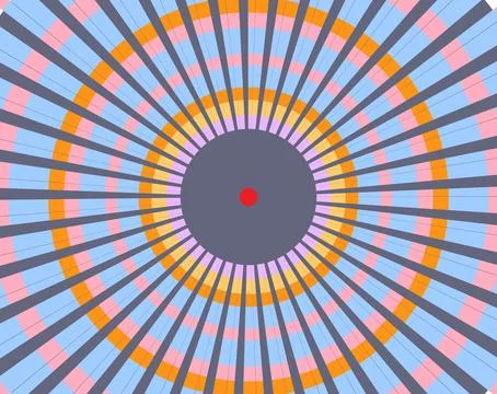 Colorful Abstract Radial Sunburst Pattern With Concentric Circles And Retro.. Stock Illustration