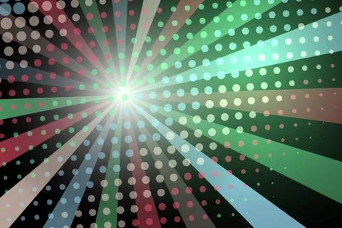 Colorful abstract rays with dotted pattern and light burst Stock Photos