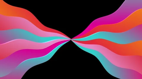 Colorful Abstract Retro Gradient Waves On Black Loop Stock Footage 245974635