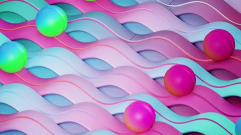 Colorful abstract Satisfying loopable 3d animation of elegant balls illusion Stock Footage 273063456