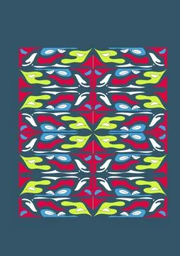 Colorful Abstract Seamless Decorative Pattern with Symmetrical Design Stock Illustration