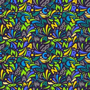 Colorful abstract seamless pattern. Brazillian carnival design template Stock Illustration