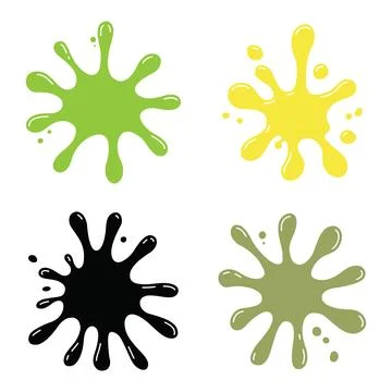 Colorful Abstract Shape Set of Cute Ink Paint Stain Water Fluid Liquid Spla.. Stock Illustration