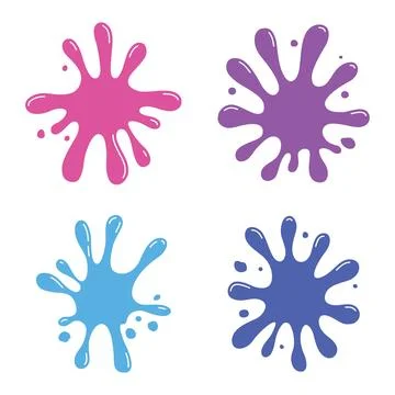 Colorful Abstract Shape Set of Cute Ink Paint Stain Water Fluid Liquid Spla.. Stock Illustration