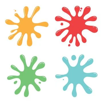 Colorful Abstract Shape Set of Cute Ink Paint Stain Water Fluid Liquid Spla.. Stock Illustration