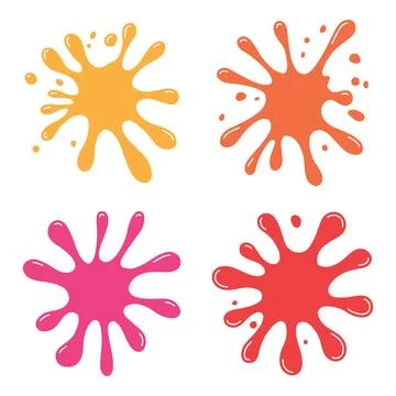 Colorful Abstract Shape Set of Cute Ink Paint Stain Water Fluid Liquid Spla.. Stock Illustration