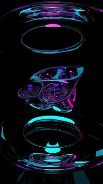Colorful abstract shapes float in dark space, creating a visual effect at nig Stock Illustration