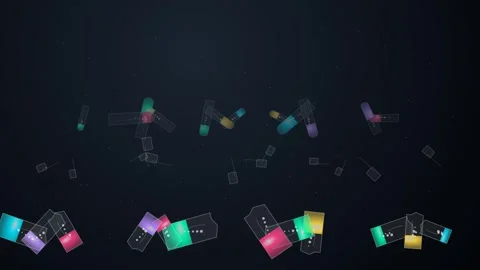 Colorful Abstract Shapes Loop - Horizontal Drift Sleek Tech Backdrop Video stock 341786855