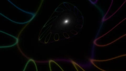 Colorful abstract shapes move in dark background Stock Footage 337959659