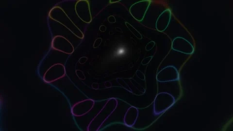 Colorful abstract shapes move in a dark space Stock Footage 338011634