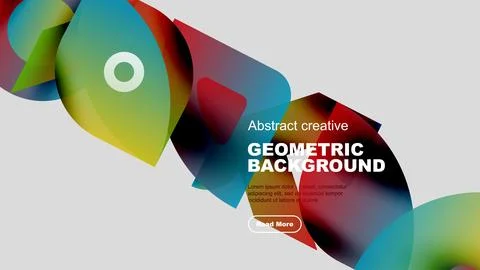 Colorful abstract shapes overlap, creating dynamic background. Text block Stock Illustration